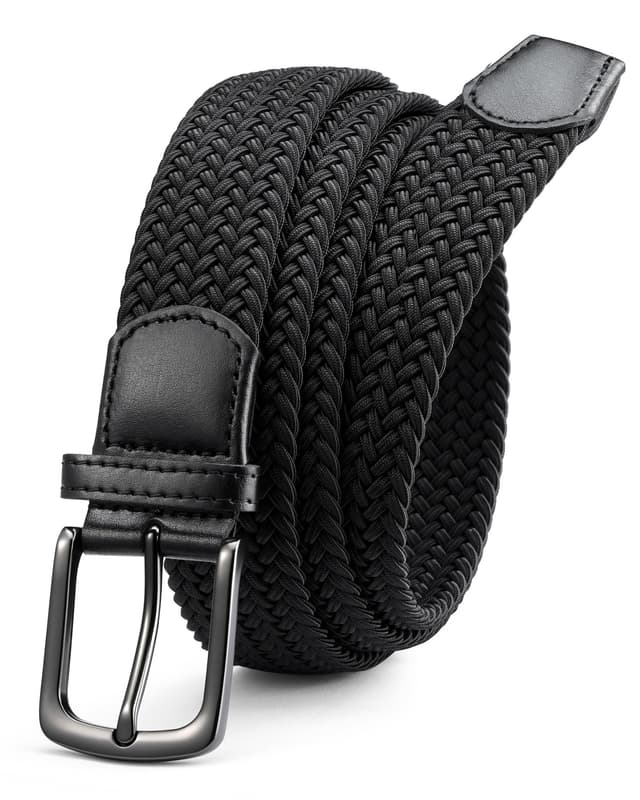 CHAOREN Elastischer Gürtel Herren | Flechtgürtel Ohne Löcher ⭐️ 35mm Schwarz 95-100cm