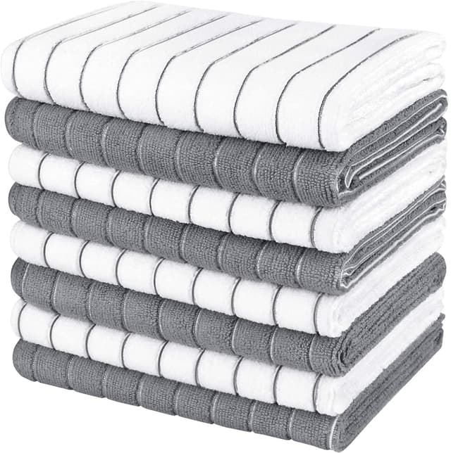 AIDEA Microfaser Geschirrtücher - Set mit 8 Stück in Grau/Weiß 🌟