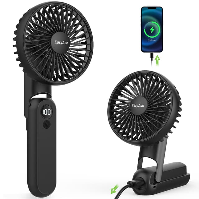 🌬️ EasyAcc Handventilator 5000mAh - Tragbarer Mini Ventilator mit 5 Geschwindigkeiten