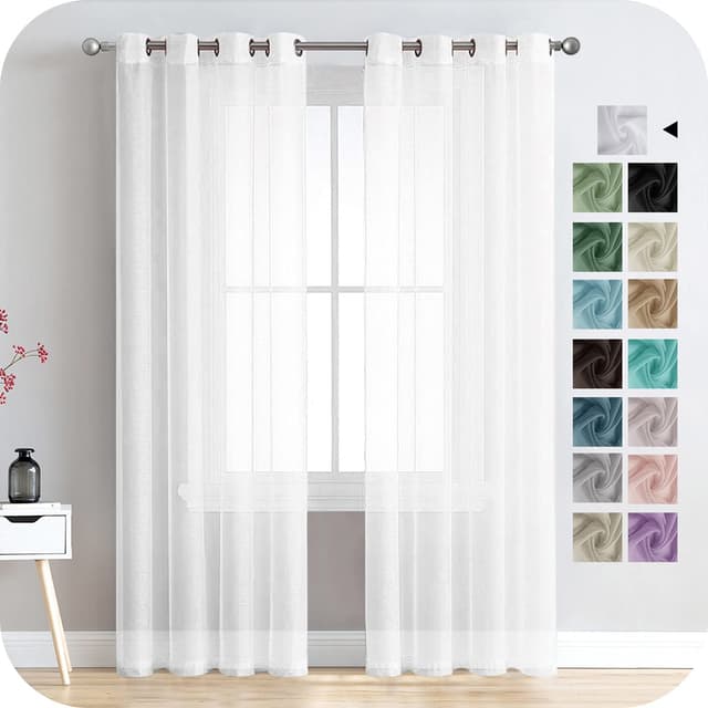 🌟 MRTREES Voile Gardinen Vorhang halbtransparent kurz mit Ösen in Leinenoptik 🌟