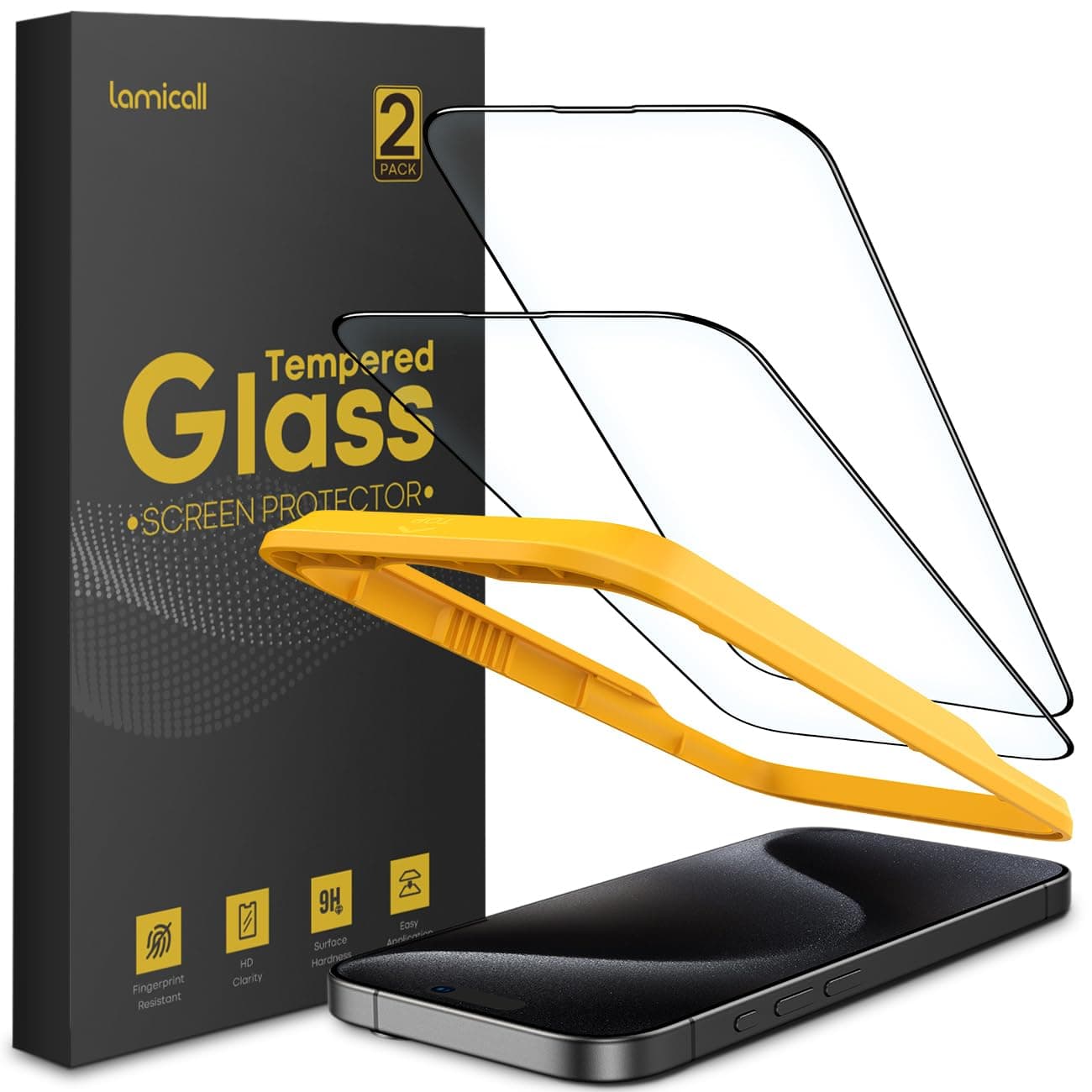 Lamicall für iPhone 16 Pro Panzerglas Schutzfolie