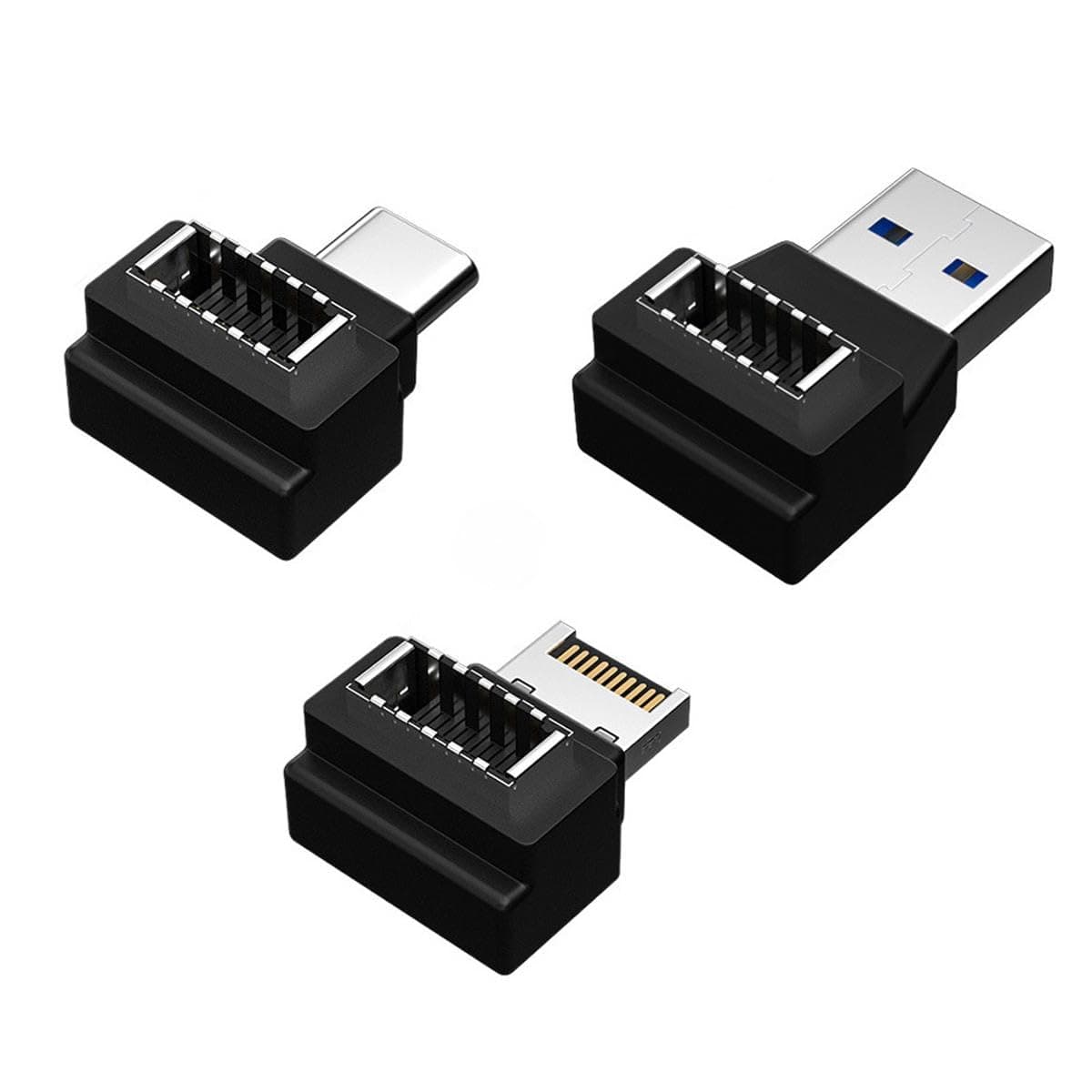 🔌🖤 Chenyang 3er Pack USB Frontpanel Adapter USB 3.1/USB 3.0/USB C auf USB 3.1 Typ-E Frontpanel Sockel Motherboard Header Adapter SCHWARZ 3PCS ADAPTER