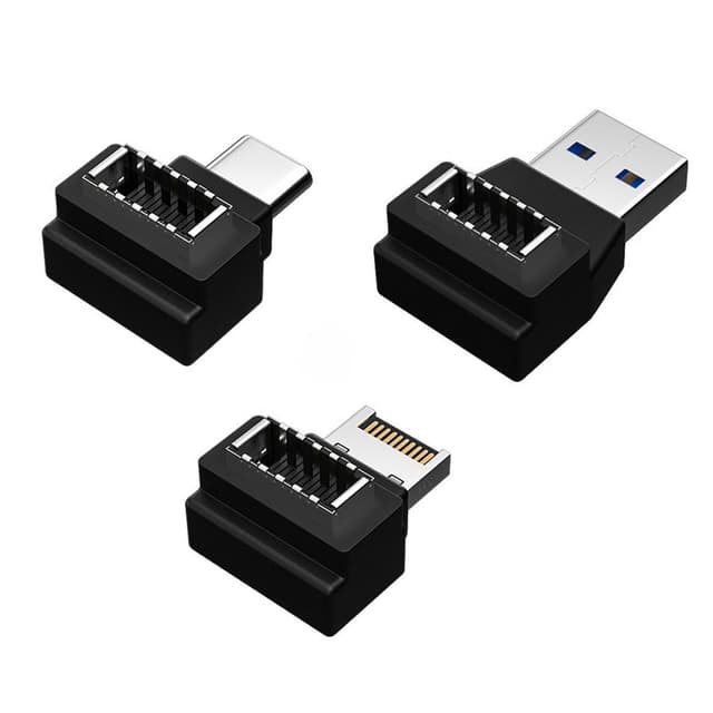 🔌🖤 Chenyang 3er Pack USB Frontpanel Adapter USB 3.1/USB 3.0/USB C auf USB 3.1 Typ-E Frontpanel Sockel Motherboard Header Adapter SCHWARZ 3PCS ADAPTER