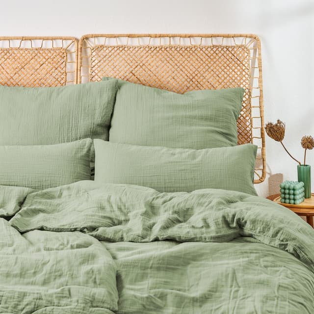 Blumtal Musselin Bettwäsche 4-teilig 🌿 Sommerbettwäsche-Set aus 100% Baumwolle