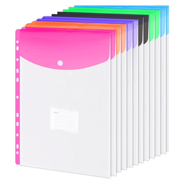 BOENFU Dokumententasche A4 Abheftbar, 12 Stück Transparent Dokumentenmappe A4 zum Abheften