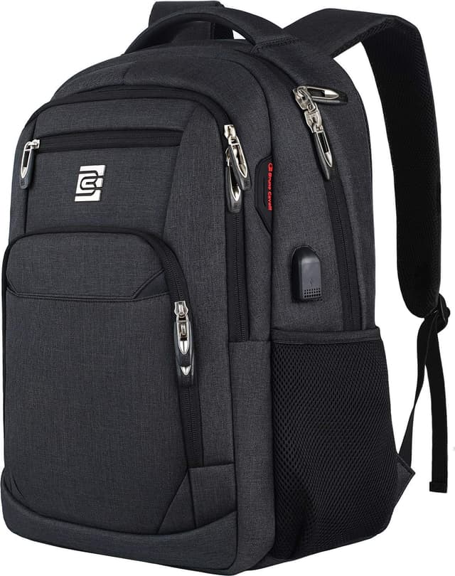🎒 Marcello Rucksack Herren 17,3 Zoll Schwarz mit USB-Ladeanschluss