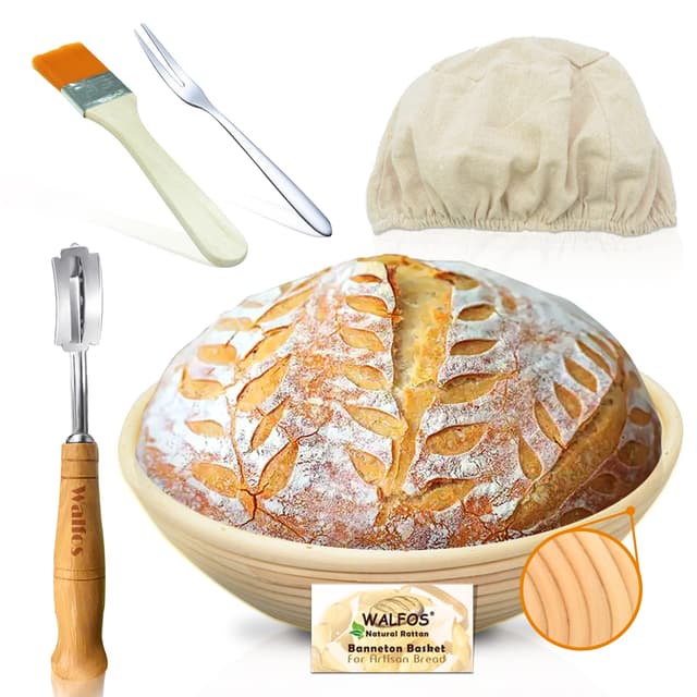 🍞 Gärkörbchen-Set von Walfos® - 100% natürliches Rattan 🥖