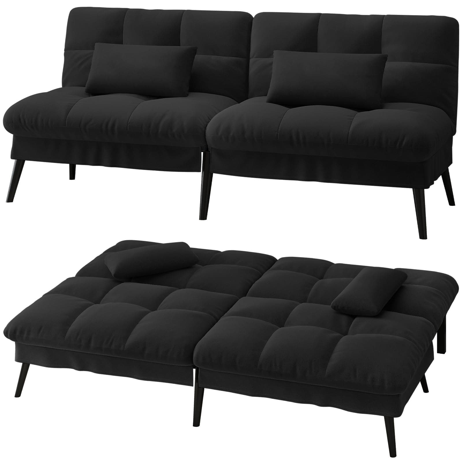 🛋️ LUCKRACER 3-Sitzer Schlafsofa mit Schlaffunktion - Schwarz