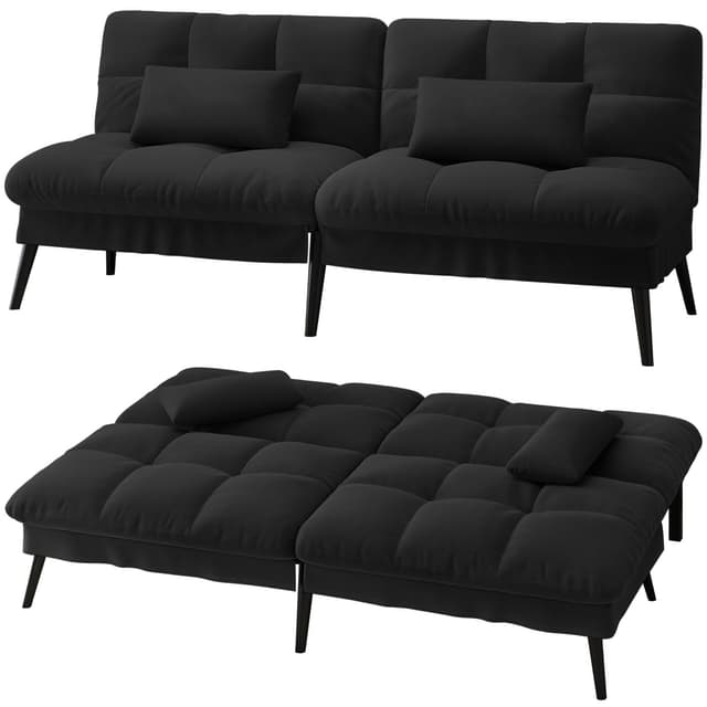 🛋️ LUCKRACER 3-Sitzer Schlafsofa mit Schlaffunktion - Schwarz