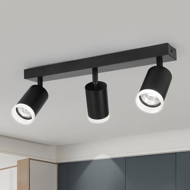 FORCOSO Deckenstrahler Schwenkbar 350°, 3 Flammig Deckenlampe Schwarz Spotlight 🌟