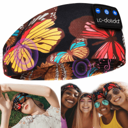 🎧 LC-dolida Schlafkopfhörer Bluetooth 5.4, Schlaf Stirnband Kopfhörer Headband Schlafmaske, Sportskopfhörer Musik schlafen Stirnband für Sport Training, Joggen, Yoga, Reisen L Orange