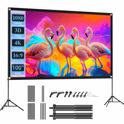 🎬 VISULAPEX 100” Beamer Leinwand mit Stativ - 16:9 4K HD Projektor Leinwand Tragbar 🌟