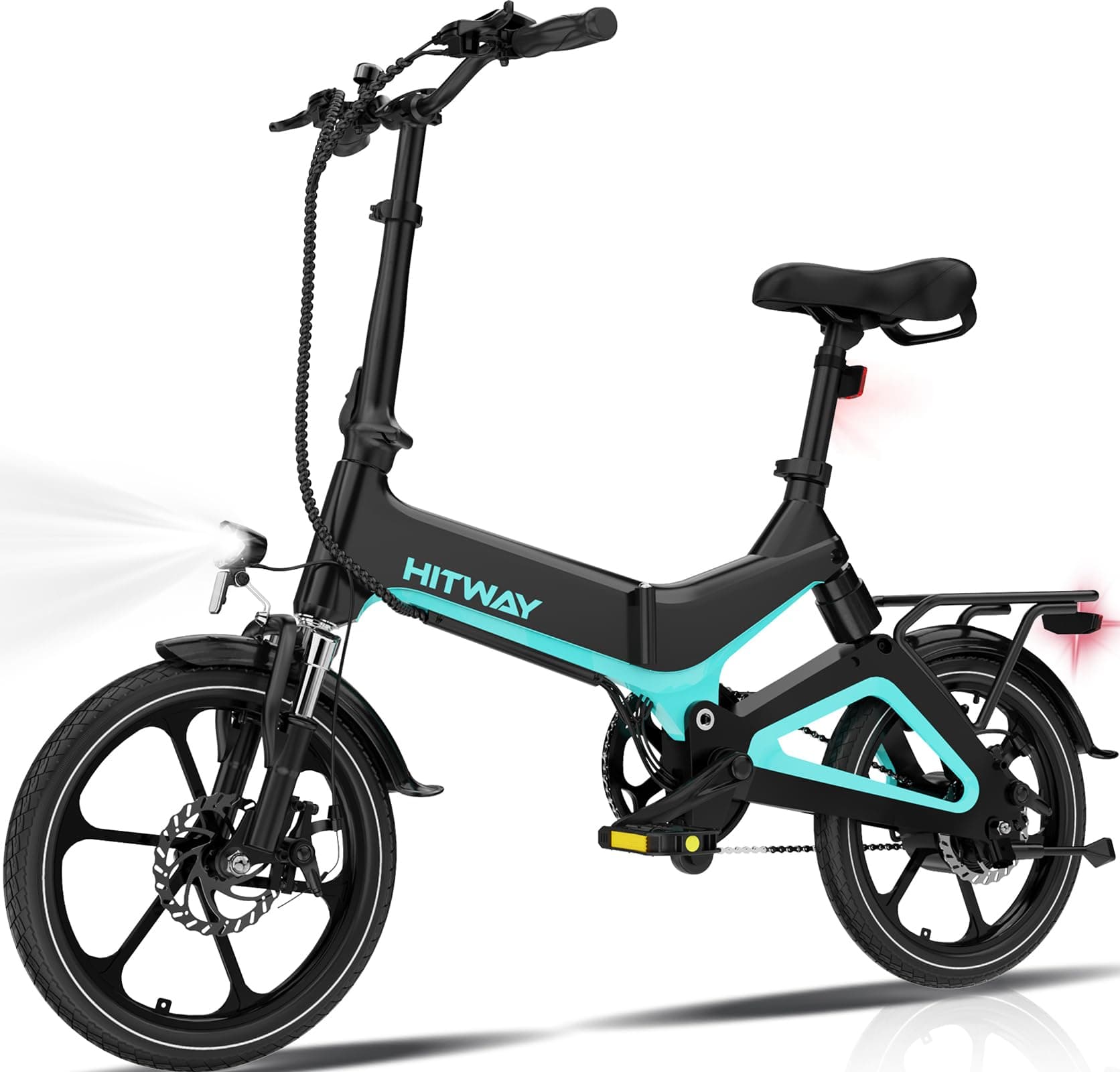 🚴‍♂️ HITWAY E-Bike Elektrofahrrad 16 Zoll - Schwarzgrün | Leistungsstarker Motor & superlange Reichweite