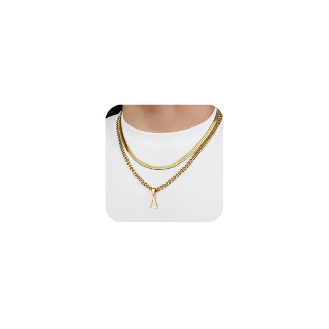 2 Stück Herren Kette mit Buchstaben A-Z Gold Edelstahl Halskette 🎁
