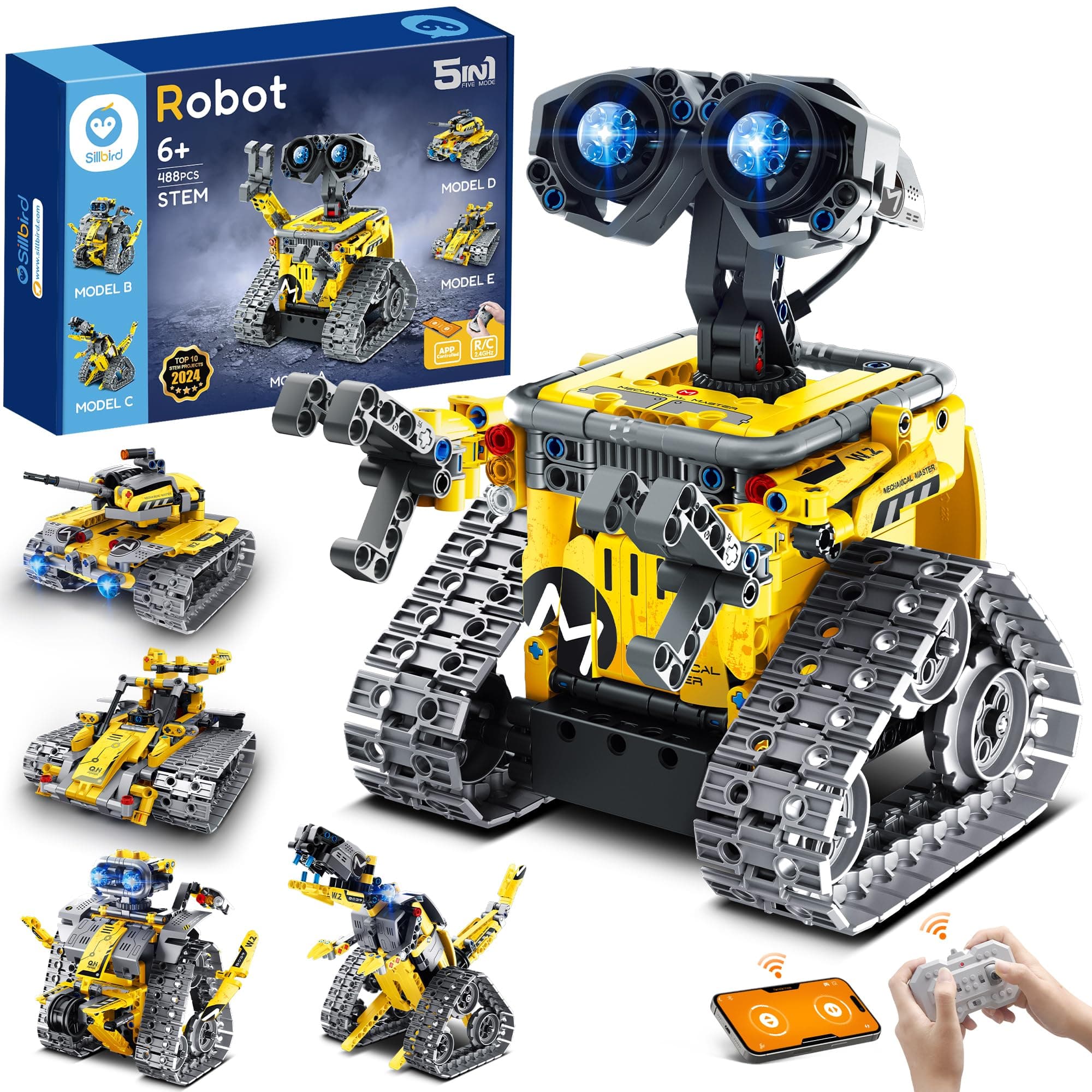 Sillbird Roboter Kinder für Jungen, 5-in-1-Roboticset mit App-Fernsteuerung 🤖