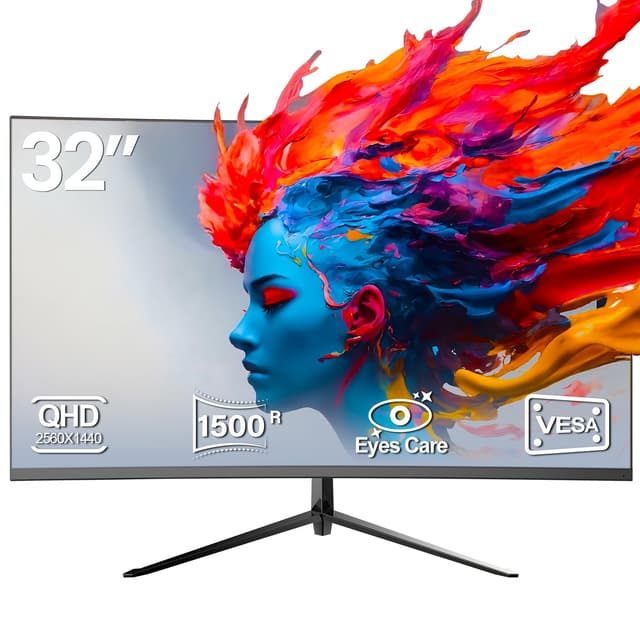 🎮 Gawfolk Curved Monitor 32 Zoll 75Hz, 1500R Gaming PC Bildschirm QHD (2560 x 1440p) 🖥️