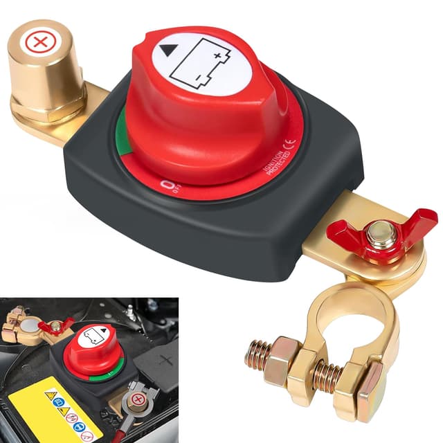 TZEKING Batteriehauptschalter Positiv,180° Einstellbarer Auto Batterie Trennschalter 12V-48V