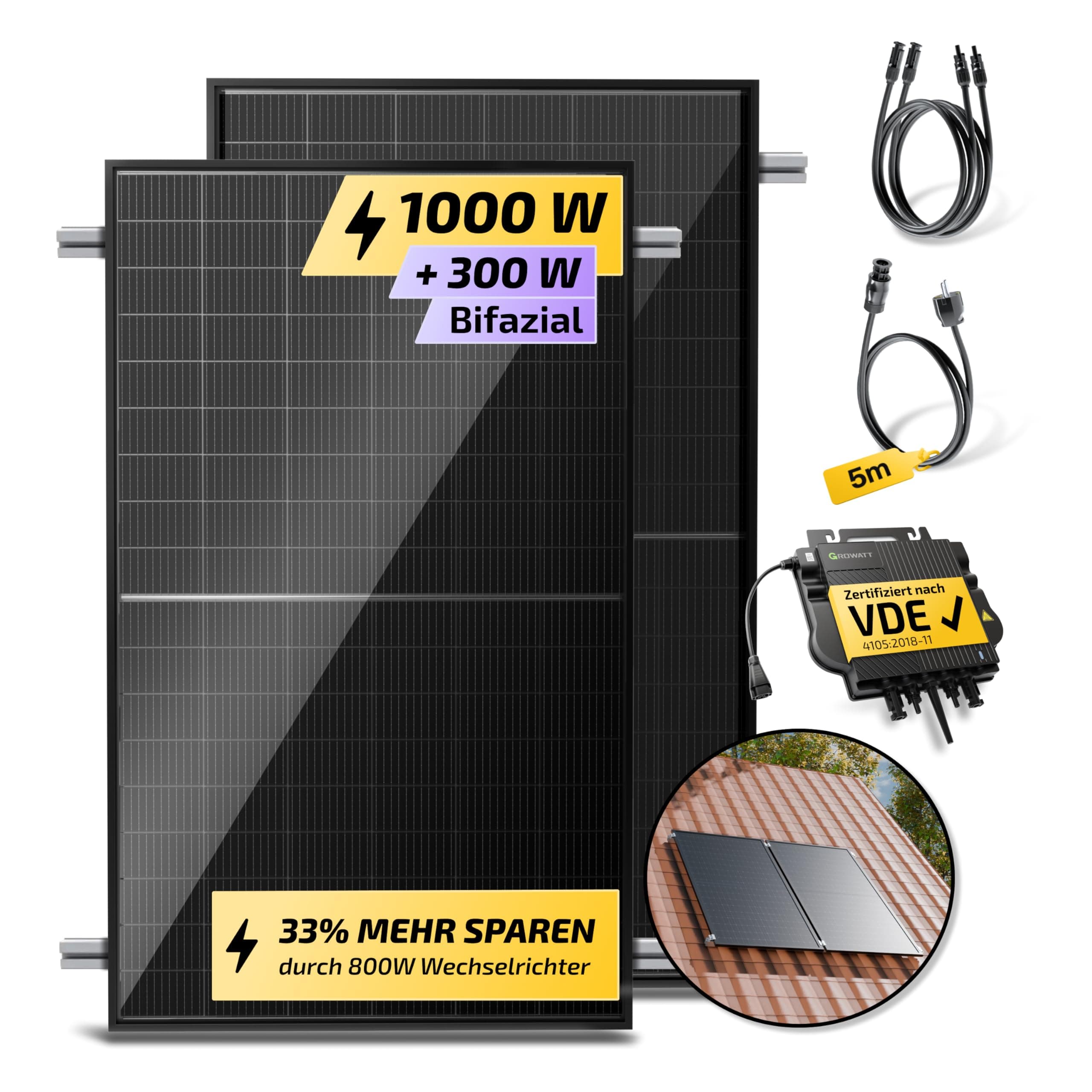 Solakon® 1000W Balkonkraftwerk mit Halterung 🌞🔋 - Solaranlage Komplettset