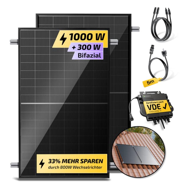 Solakon® 1000W Balkonkraftwerk mit Halterung 🌞🔋 - Solaranlage Komplettset