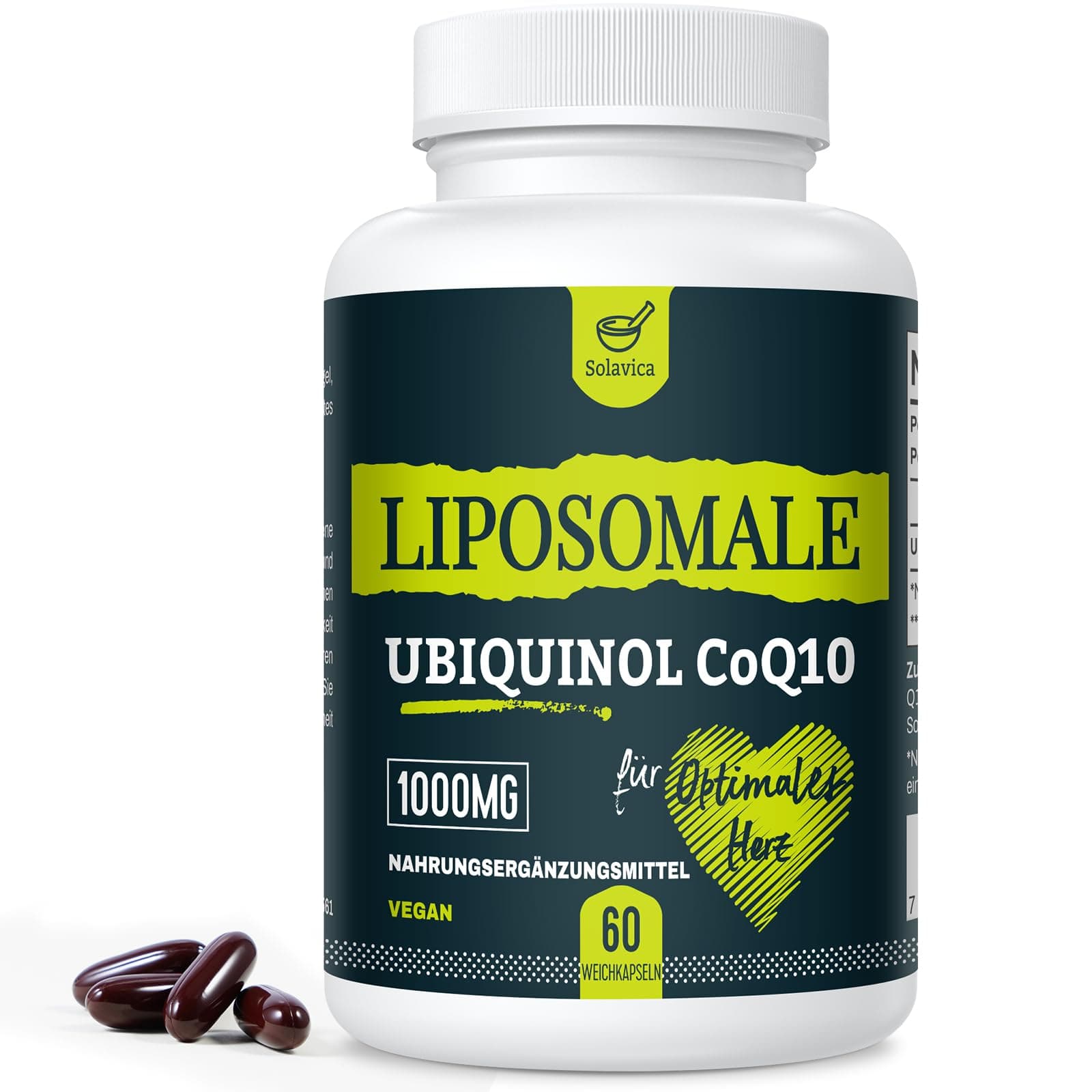 Liposomale Ubiquinol CoQ10 1000 mg - Aktive Form, Vegan, 60 Softgels 😍