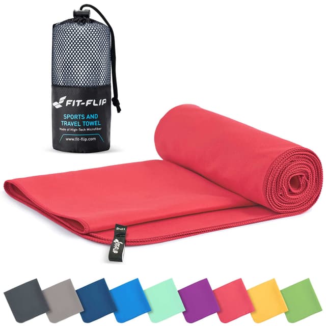 Fit-Flip Mikrofaser Handtuch - Kompaktes Microfaser Handtuch 🌟 Schnelltrocknend & Leicht 🏋️‍♂️ Ideal für Sport, Fitness, Sauna 🧘‍♀️ Koralle 60x120cm