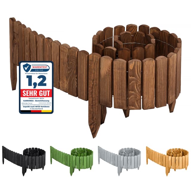 🌿 Garronda Beeteinfassung Holz Rollzaun Holzzaun 200 x 20 cm imprägniert
