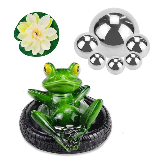 🐸🌸 Fosoloni Miniteich Deko Set - Schwimmfrosch & Dekokugeln