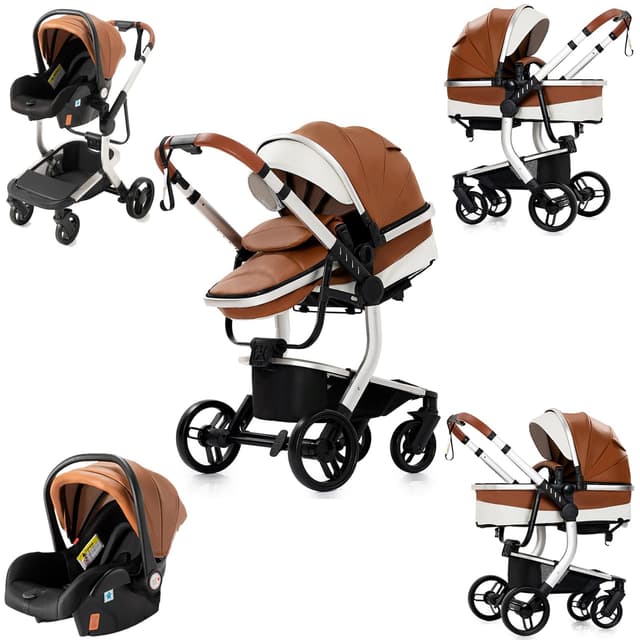 🌟 Magic ZC PU-Leder Kinderwagen 3 in 1 - Kombikinderwagen Set mit vielen Features! 🚼