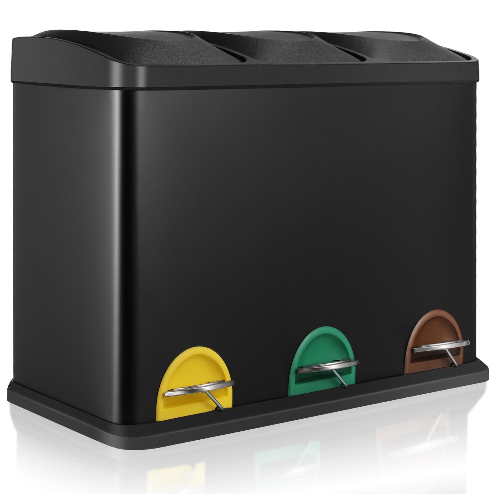 LIFERUN Mülleimer 3 Fächer, 3x 15L Mülltrennsystem 🗑️