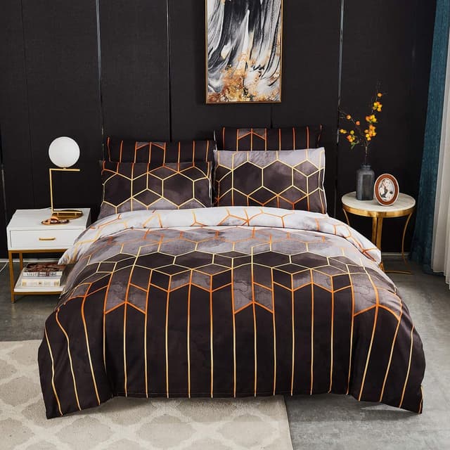 Luofanfei Bettwäsche Gestreift Grau 135x200 2teilig Microfaser Bettwäsche Set ⭐ Schwarz Anthrazit Bettbezug Geometrisch Modern Deckenbezug Bettwäsche Huse 😍