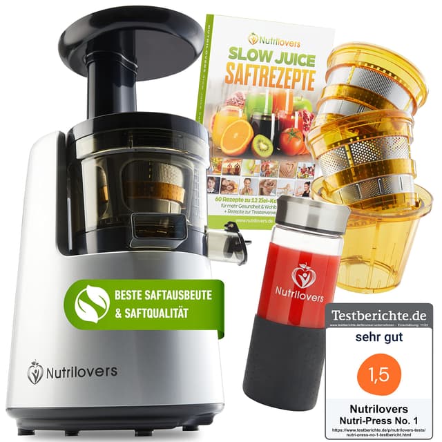 🍹🥦 NUTRI-PRESS NO.1 Slow Juicer Profi Entsafter Testsieger Saftausbeute - 3 Siebe Saft, Smoothie, Frucht-Eis 🍇🍓