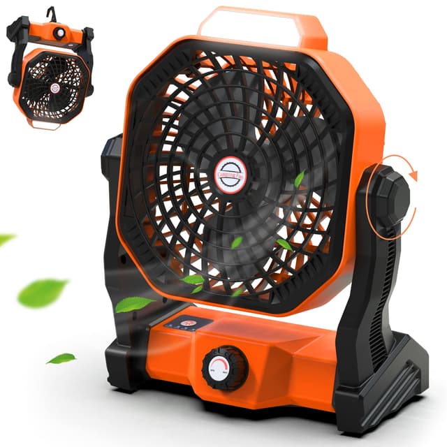 🏕️🌀 Sendowtek Camping Ventilator Tragbarer Ventilator Leise 10400mAh Wiederaufladbar mit LED-Licht