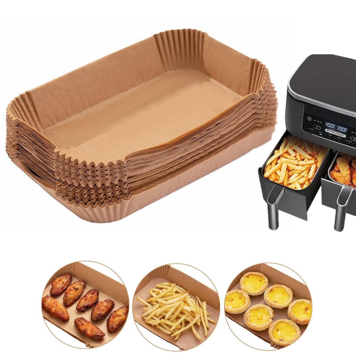 🔥🍟 100 Stück Backpapier für Ninja Foodi MAX Dual Zone Heißluftfritteuse