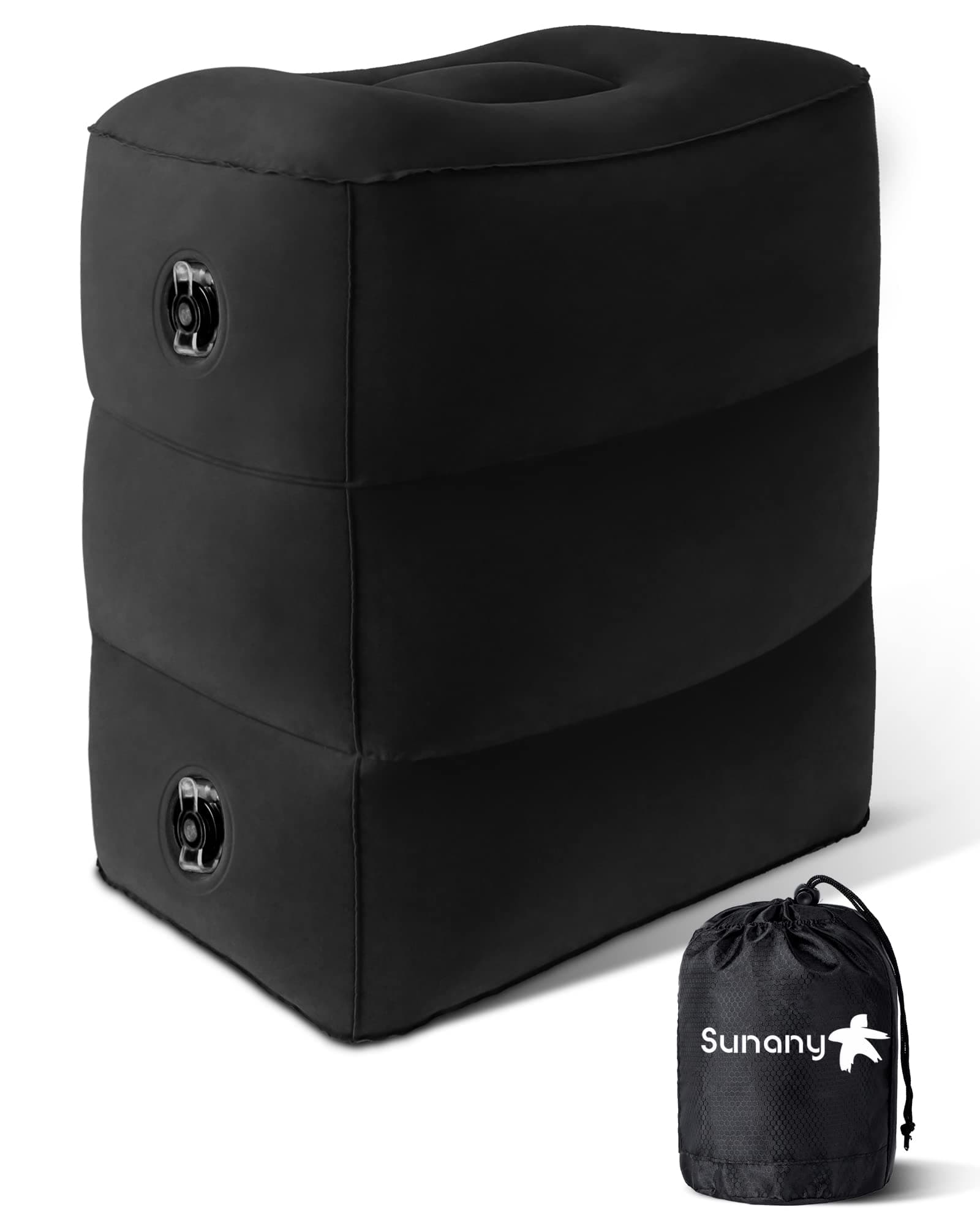 🌟 Sunany Aufblasbares Fußstützenkissen für Reisen - Tiefschwarz 🌟