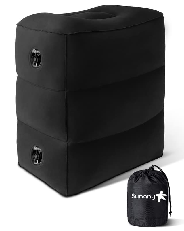 🌟 Sunany Aufblasbares Fußstützenkissen für Reisen - Tiefschwarz 🌟