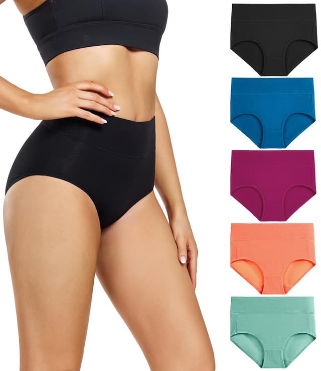 🌟 5er Pack Damen Unterhosen Hohe Taille Baumwolle Slips 4XL 🌈