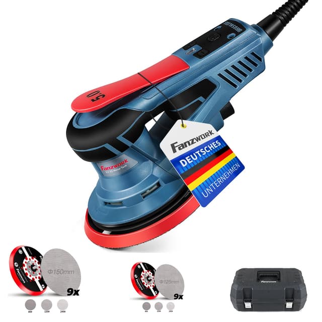 FANZWORK Bürstenloser Exzenterschleifer HG0024 mit 125mm/150mm Schleifteller