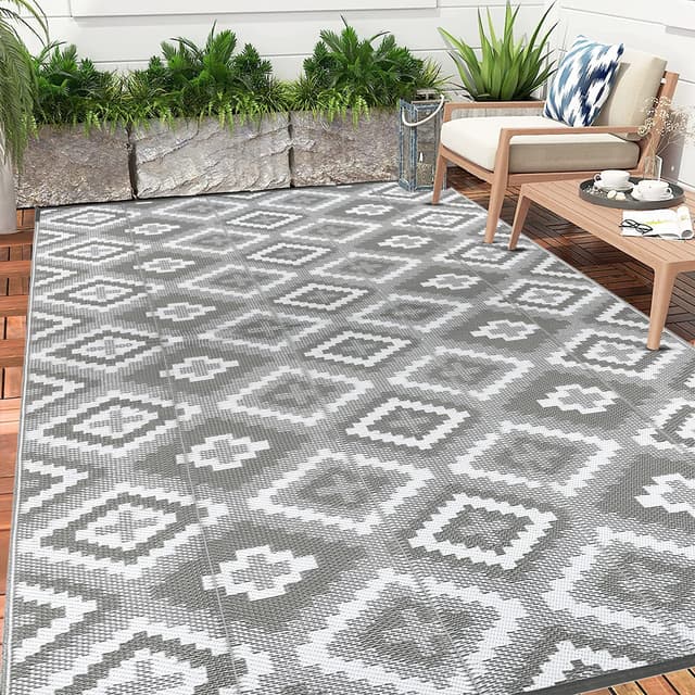 Enyhom Groß Außenteppich 180 x 270 cm - Robuster Flachgewebe Kunststoff Picknickdecke