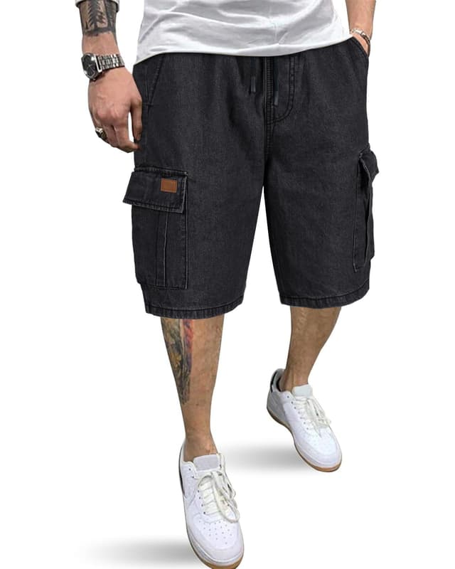 HMIYA Herren Cargo Shorts 🩳 Sommer Cargohose 3XL Anthrazit Schwarz