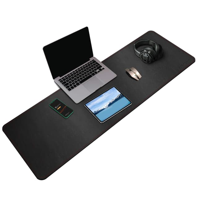 ZORESYN XXL Büromatte aus PU-Leder (120x40cm Schwarz) 🖊️🖱️ - Rutschhemmende Schreibtischunterlage wasserdicht
