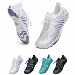 👣 WateLves Barfußschuhe Damen Herren - Weiß Lila 37 EU