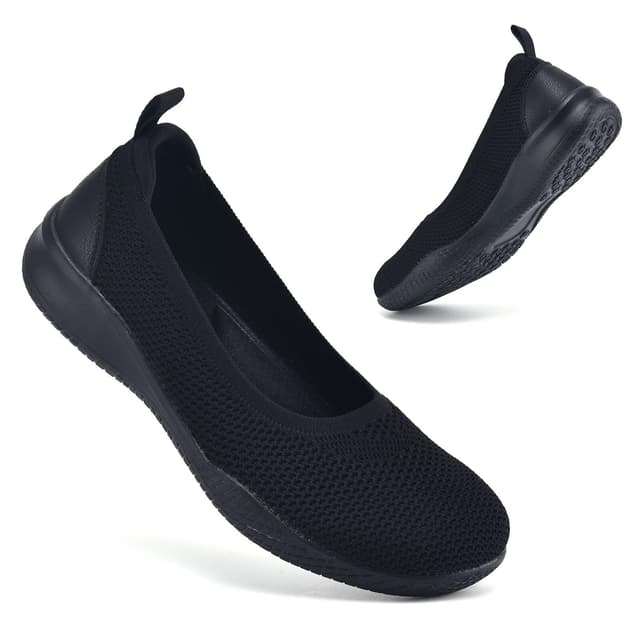Konhill Slipper & Mokassins für Damen, Leichte Slip On Sneakers Mesh Flache Schuhe Trainers 40 EU Schwarz 👟🌟