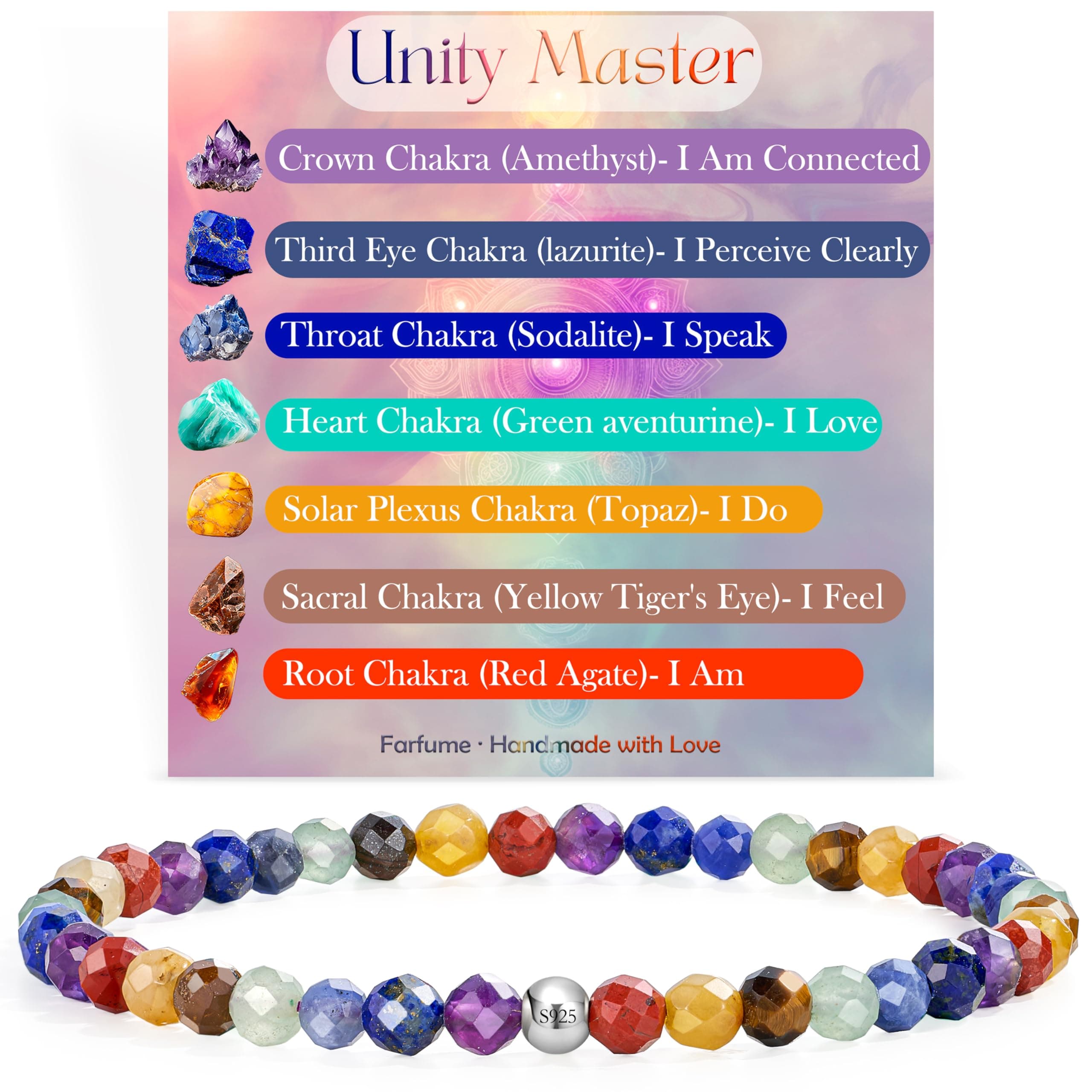 Edelstein Perlen Armband für Frauen 🌟 Chakra Spirituelle Charms Armbänder Geschenke 7 Chakra