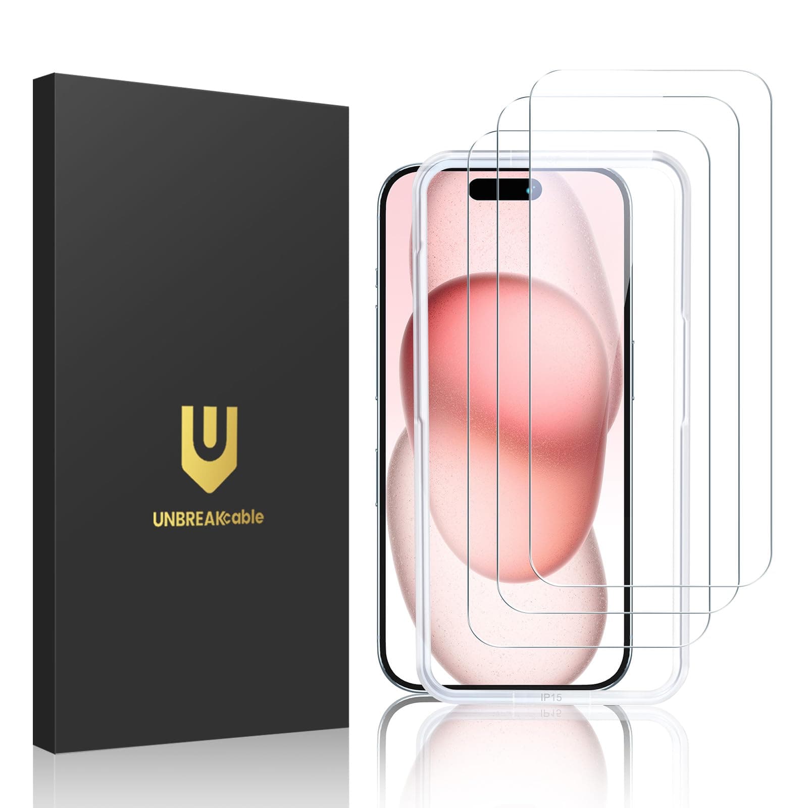 UNBREAKcable iPhone 15 Panzer Schutz Glas [3er Pack] 📱🔒