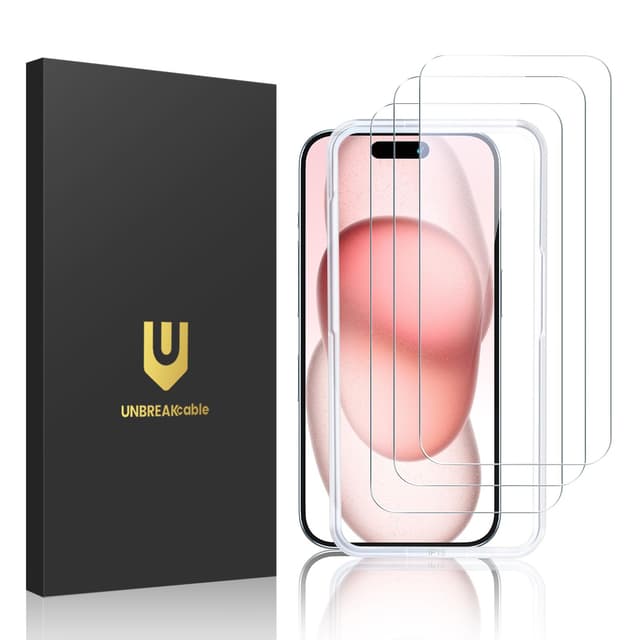 UNBREAKcable iPhone 15 Panzer Schutz Glas [3er Pack] 📱🔒