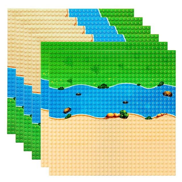 Lekebaby 6 Platten-Set Grünland Fluss Bauplatte 🌿🌊