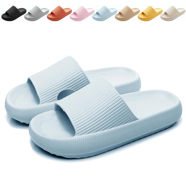 Calish Badeschuhe Herren Damen Cozislides Original Slippers Cloudyzz Schlappen Wolke rutschfeste Badelatschen Hausschuhe Sommer Pantoletten Badeschlappen Flip Flops Indoor/Outdoor 36/37 EU Blau 🌈🩴