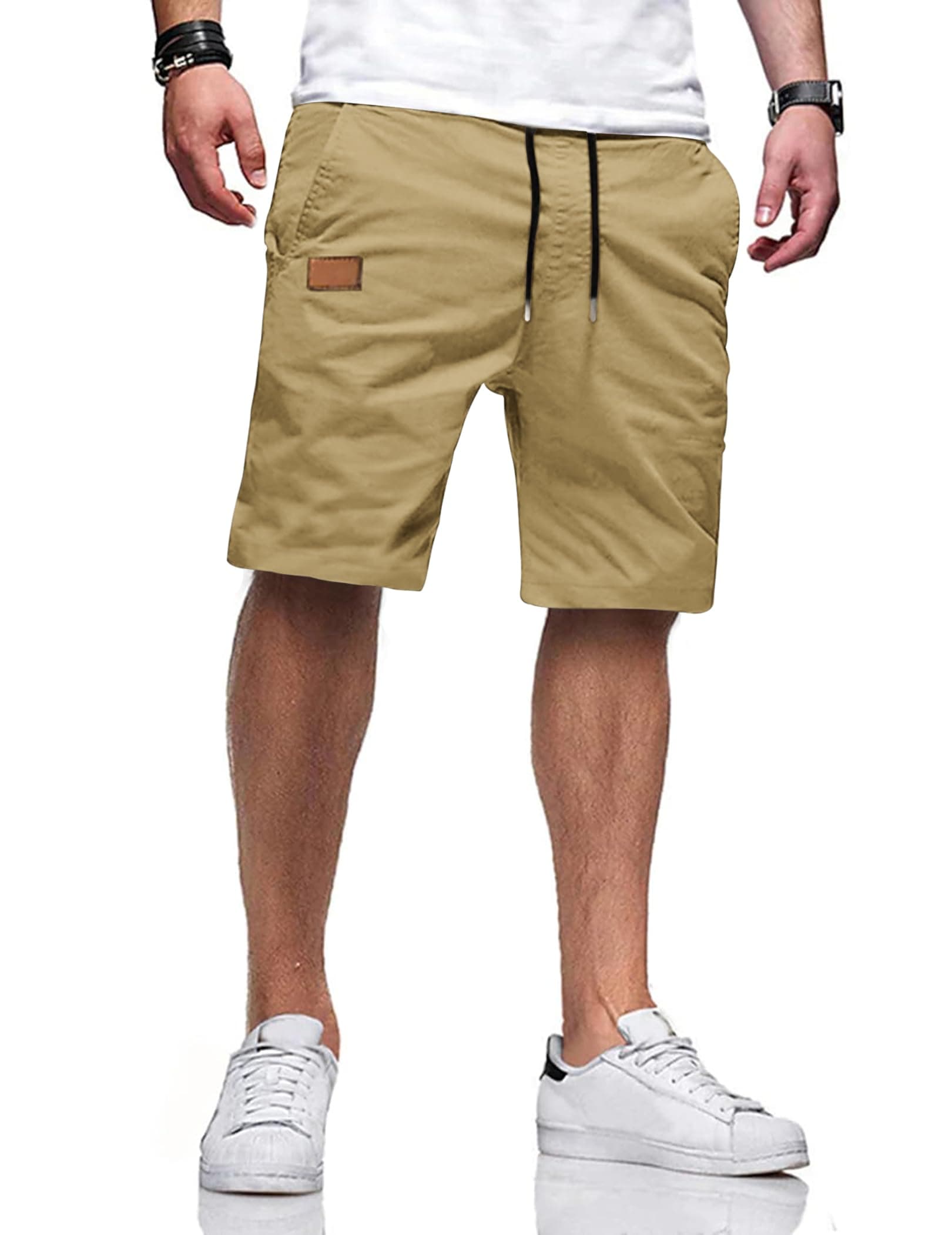 🩳 TARAINYA Herren Baumwolle Casual Shorts mit Taschen 5XL A Hellkhaki