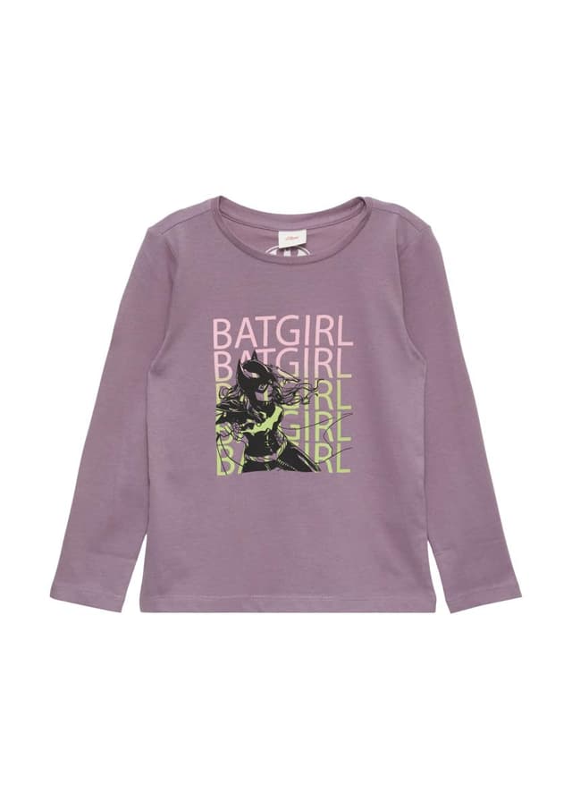s.Oliver Mädchen Langarmshirt mit Batgirl-Print 92-98 Große Größen 4873 Lila 🦸‍♀️👚