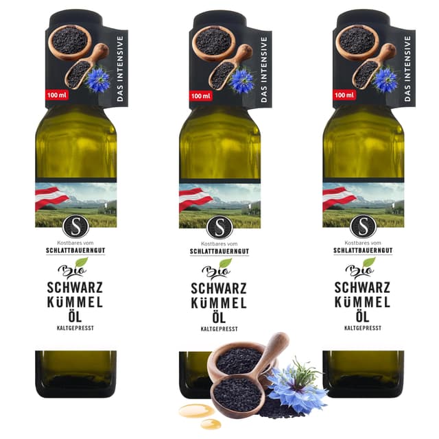 SCHLATTBAUERNGUT Schwarzkümmelöl – 300 ml – 100% Bio-Qualität 🌿